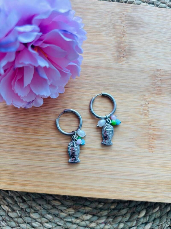 Small fish oorbellen zilver