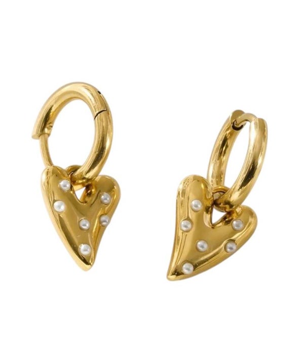 Mini parel love oorbellen goud