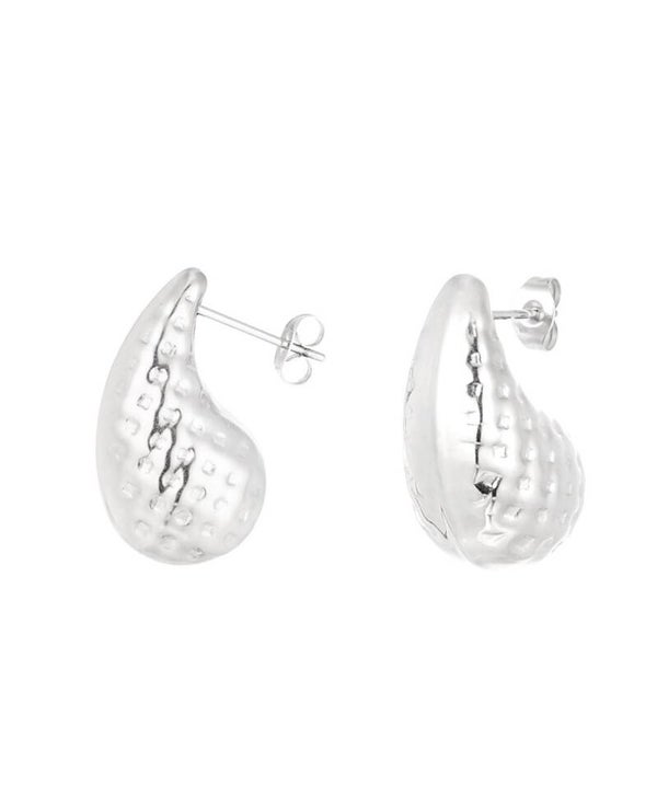 Druppel print oorbellen zilver