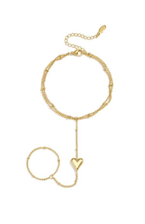 Dubbel love hand chain goud