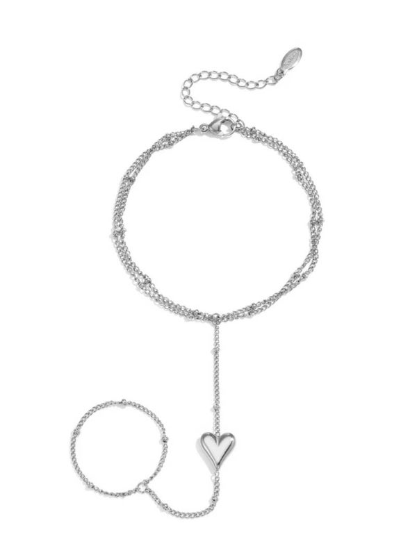 Dubbel love hand chain zilver