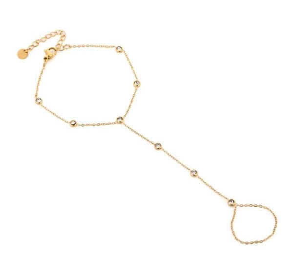 Sparkel hand chain goud