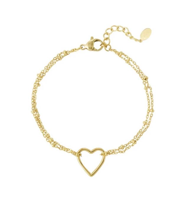Heart armband goud