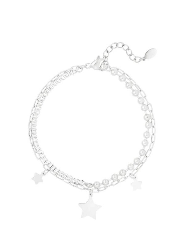 Shine star armband dubbel zilver