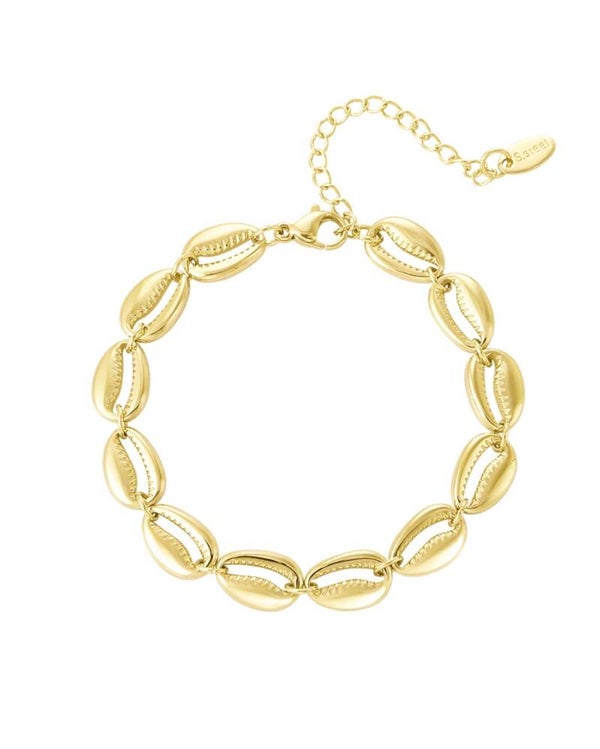 Shell armband goud