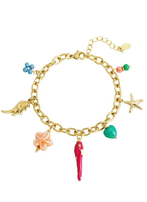 Festive beads armband goud