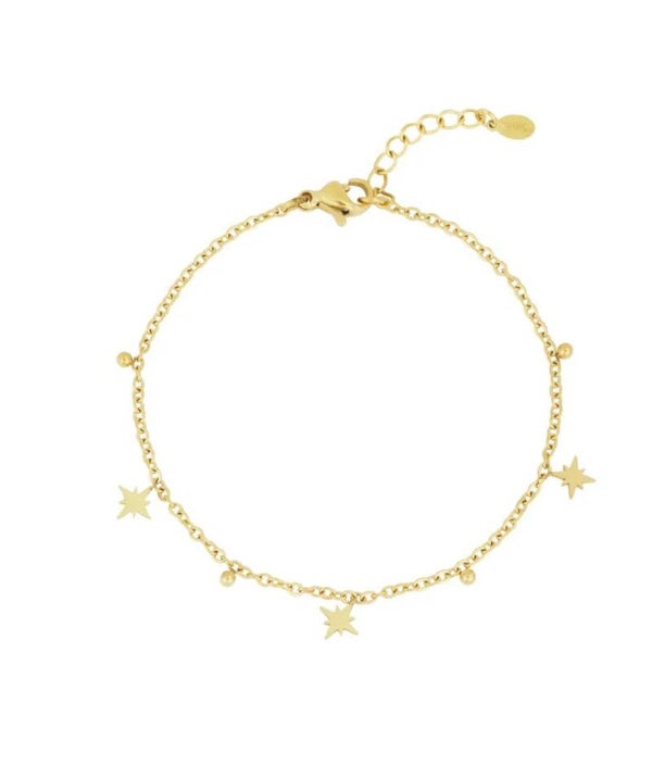 Shining stars armband goud