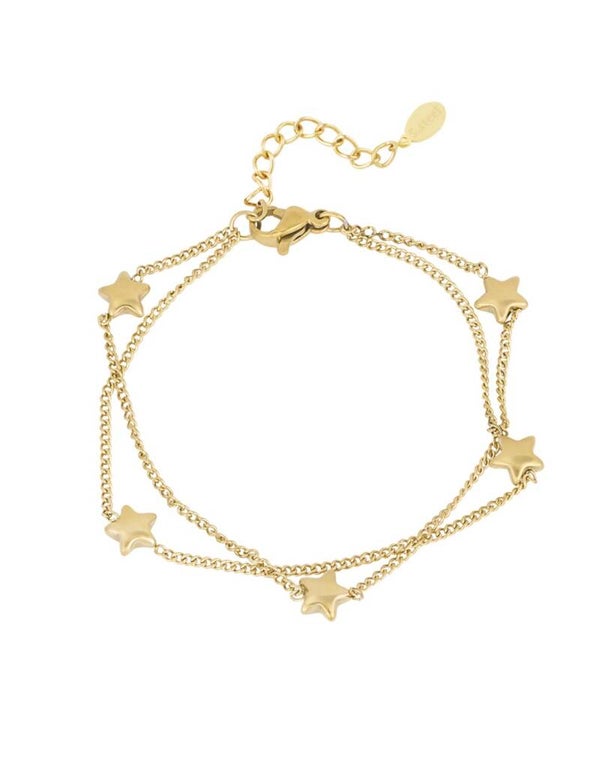 Dubbel star armband goud
