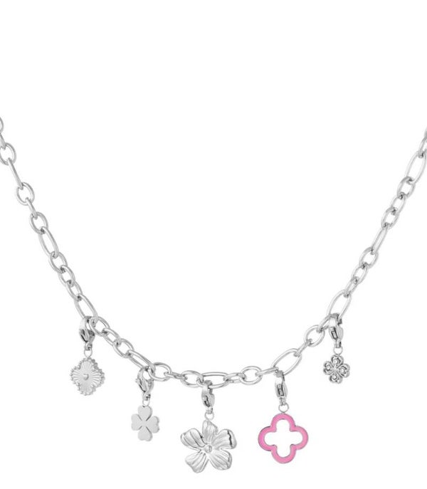 Clover end flower charm ketting