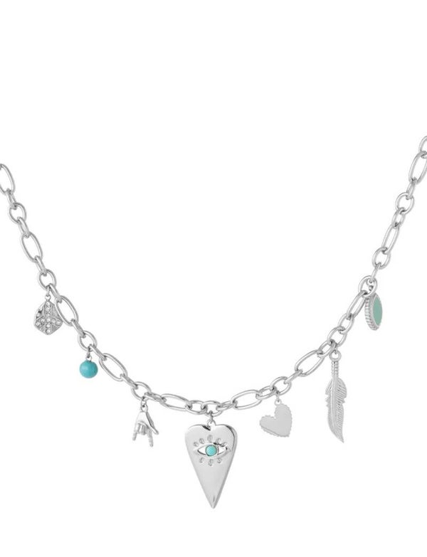 Cheerful charm ketting zilver
