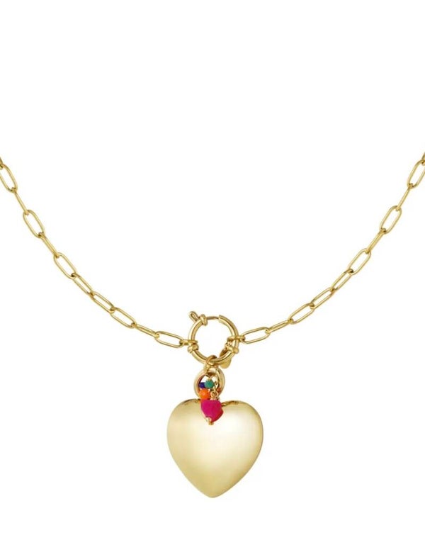 Lock ketting with heart goud