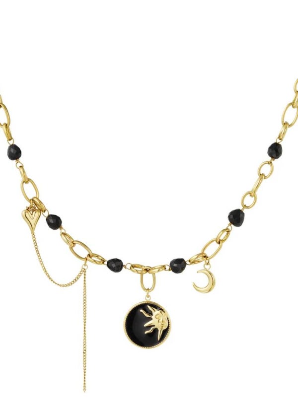 Solar night charm ketting zwart
