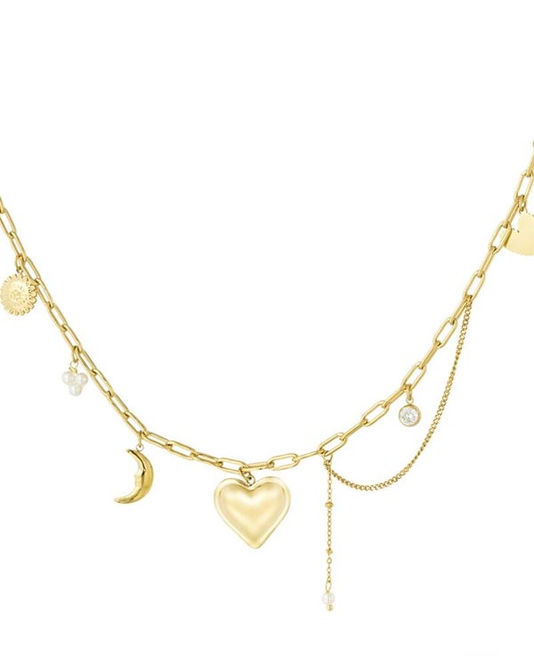 Amore charm ketting goud