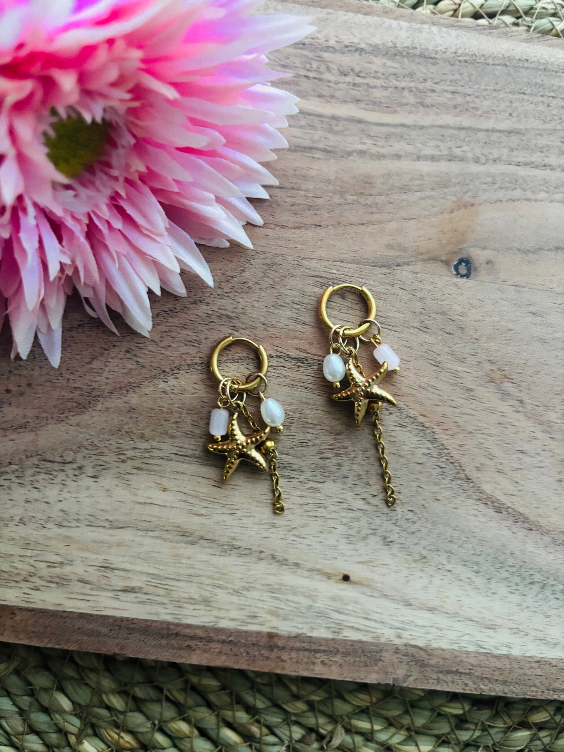 Pink luxe ster oorbellen