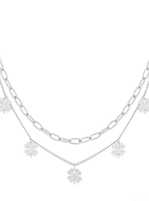 Klaver ketting zilver