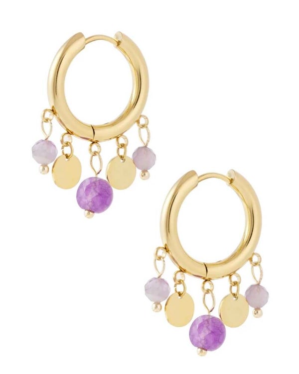 Purple coins oorbellen