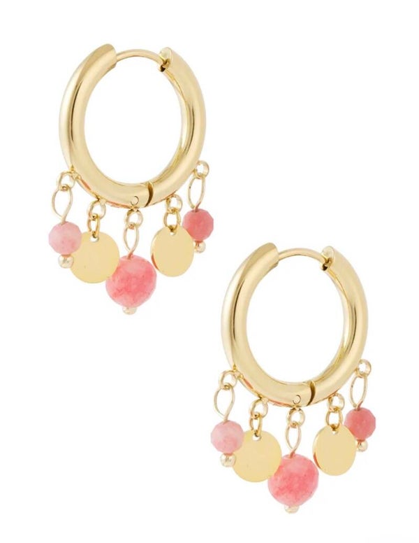 Pink coins oorbellen