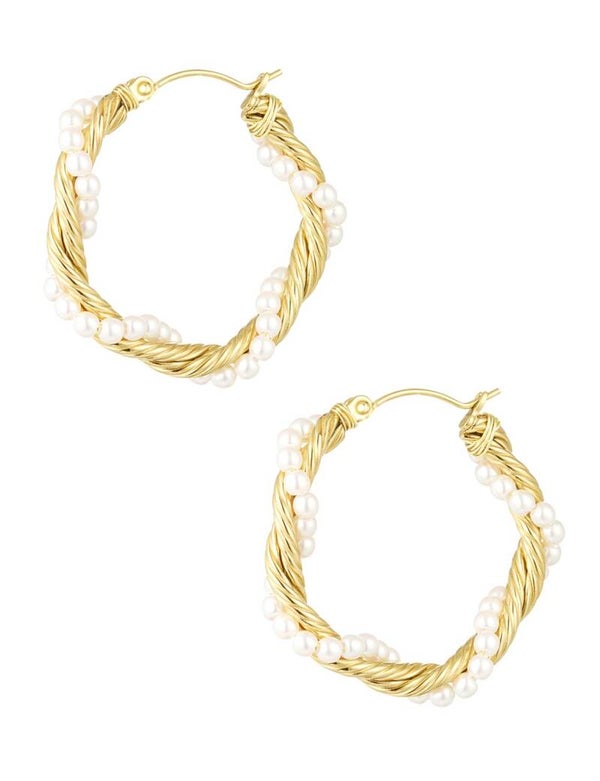 Twist parel hoops goud