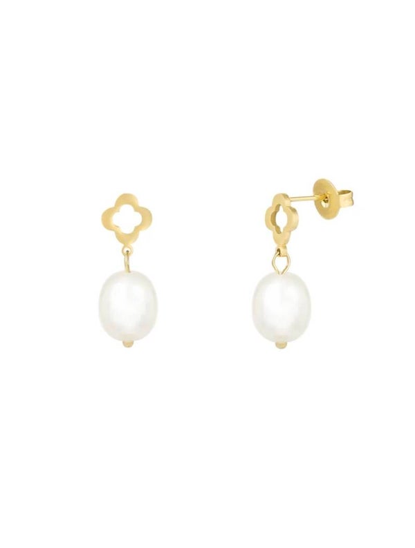 Pearl muse oorbellen goud
