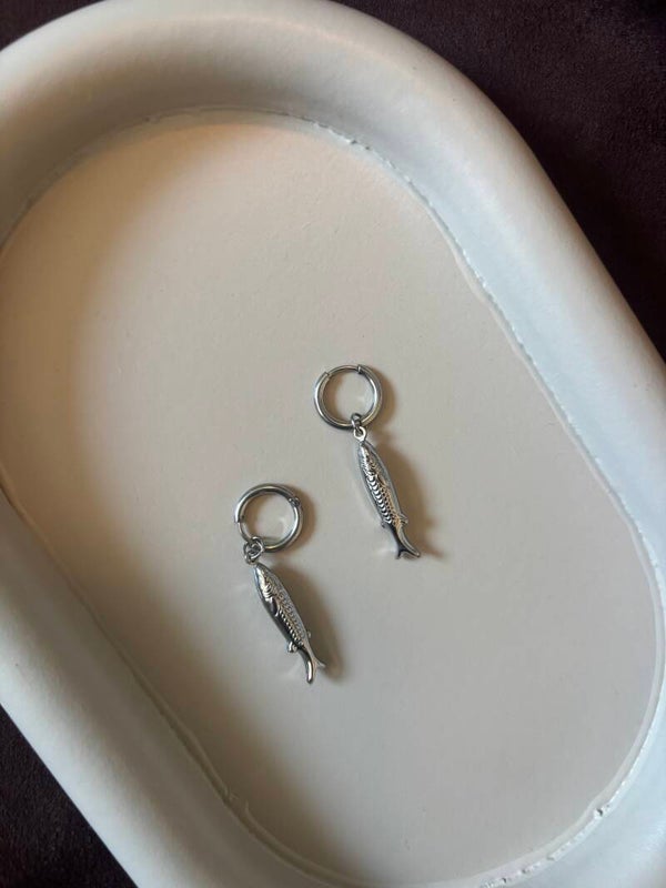 Grote vis oorbellen zilver