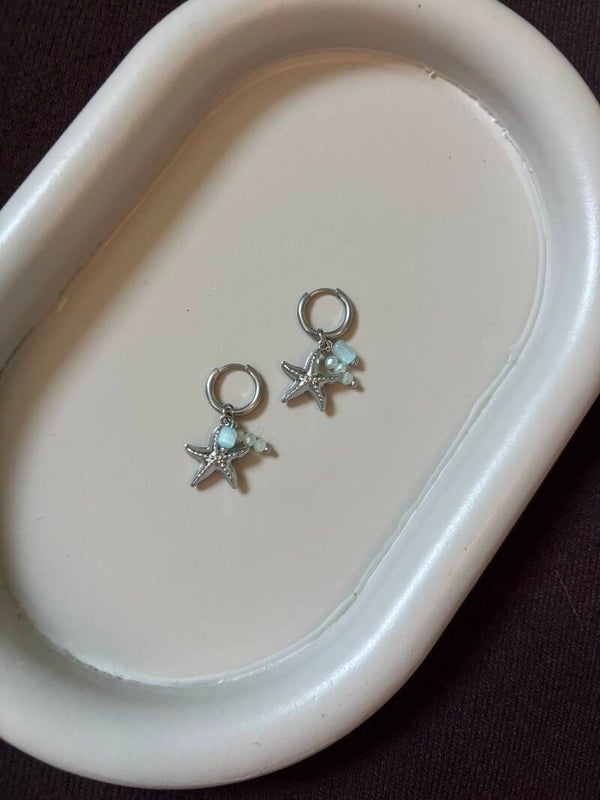 Mint zeester oorbellen zilver