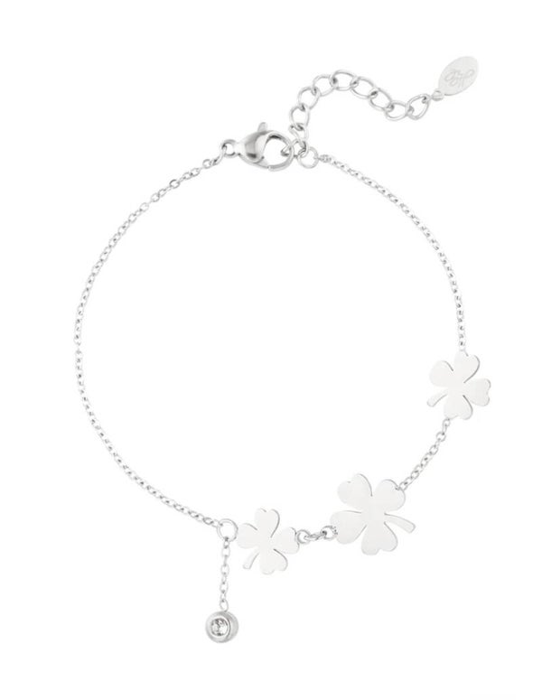 Three clovers and stone armband