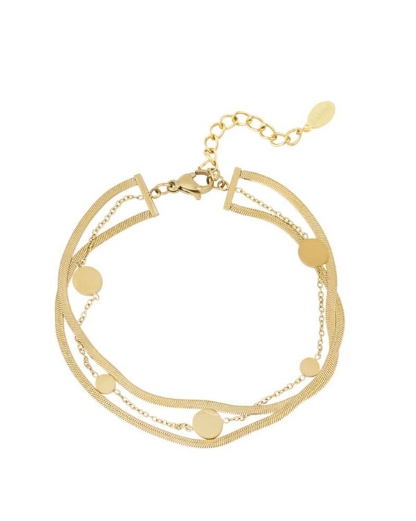 Double coin armband goud