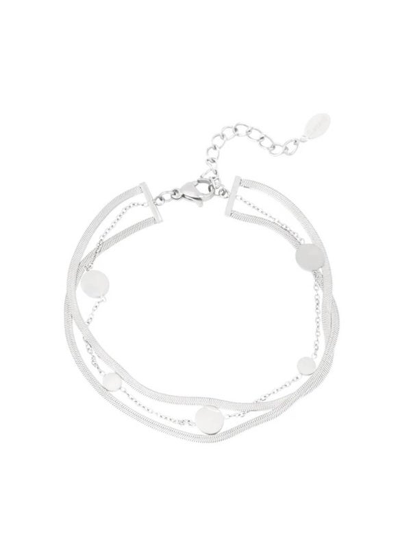Double coin armband zilver