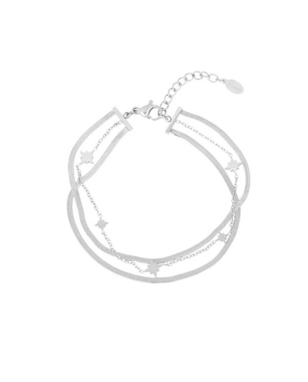 Star layers armband zilver