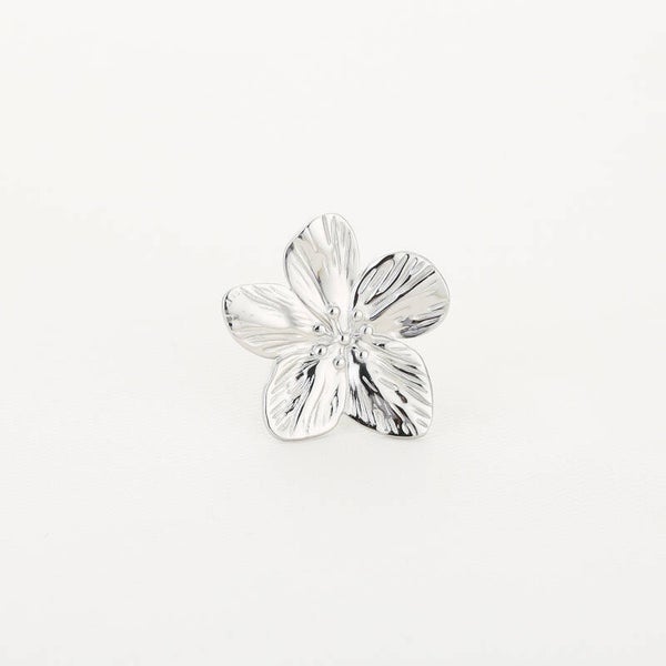 Grote bloem ring zilver