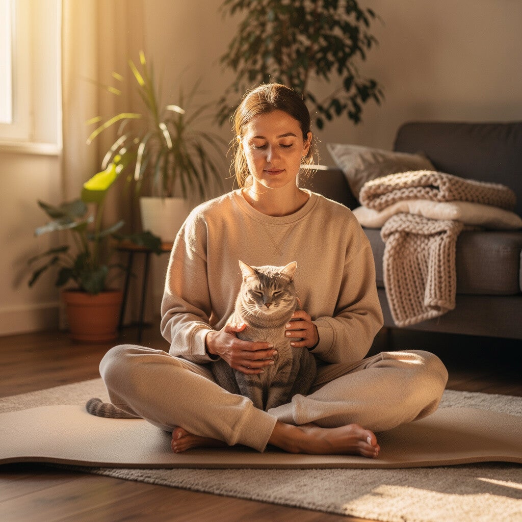 woman cat 's meditation