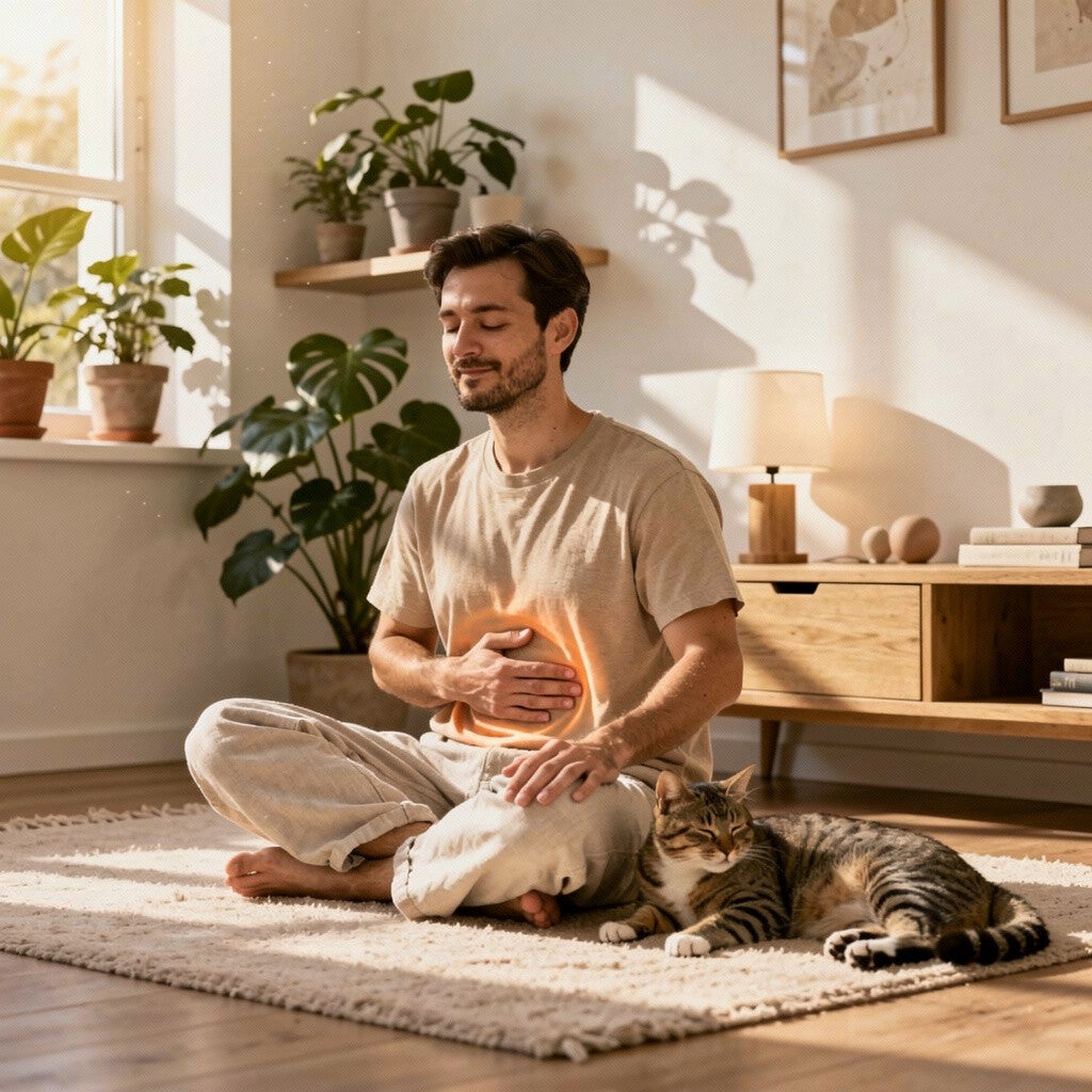 cat,s love meditation man