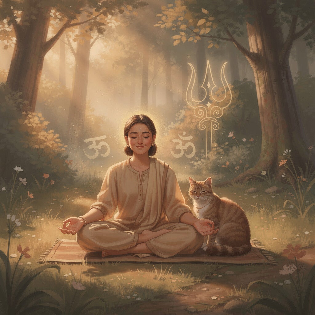 woman shiva cat
