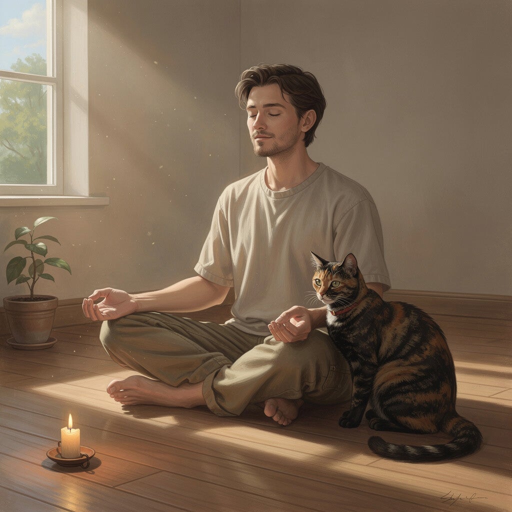 Cat meditation love