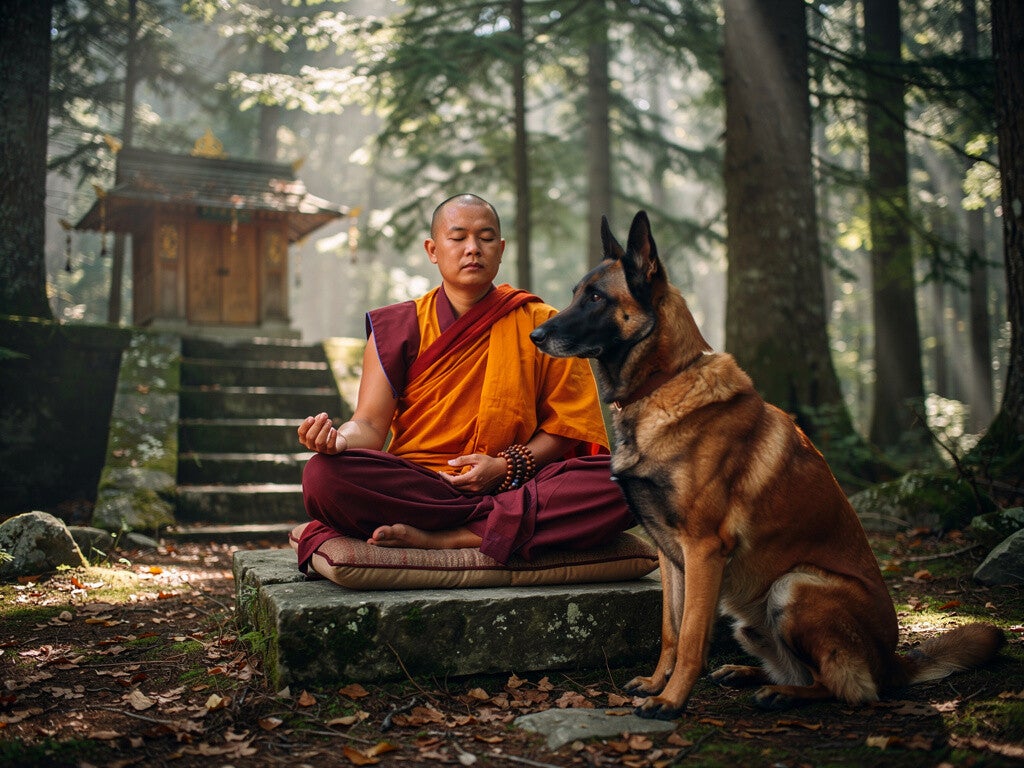 dog with monk