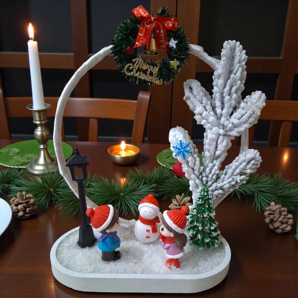 🎅Centre de table lumineux avec base béton ✨