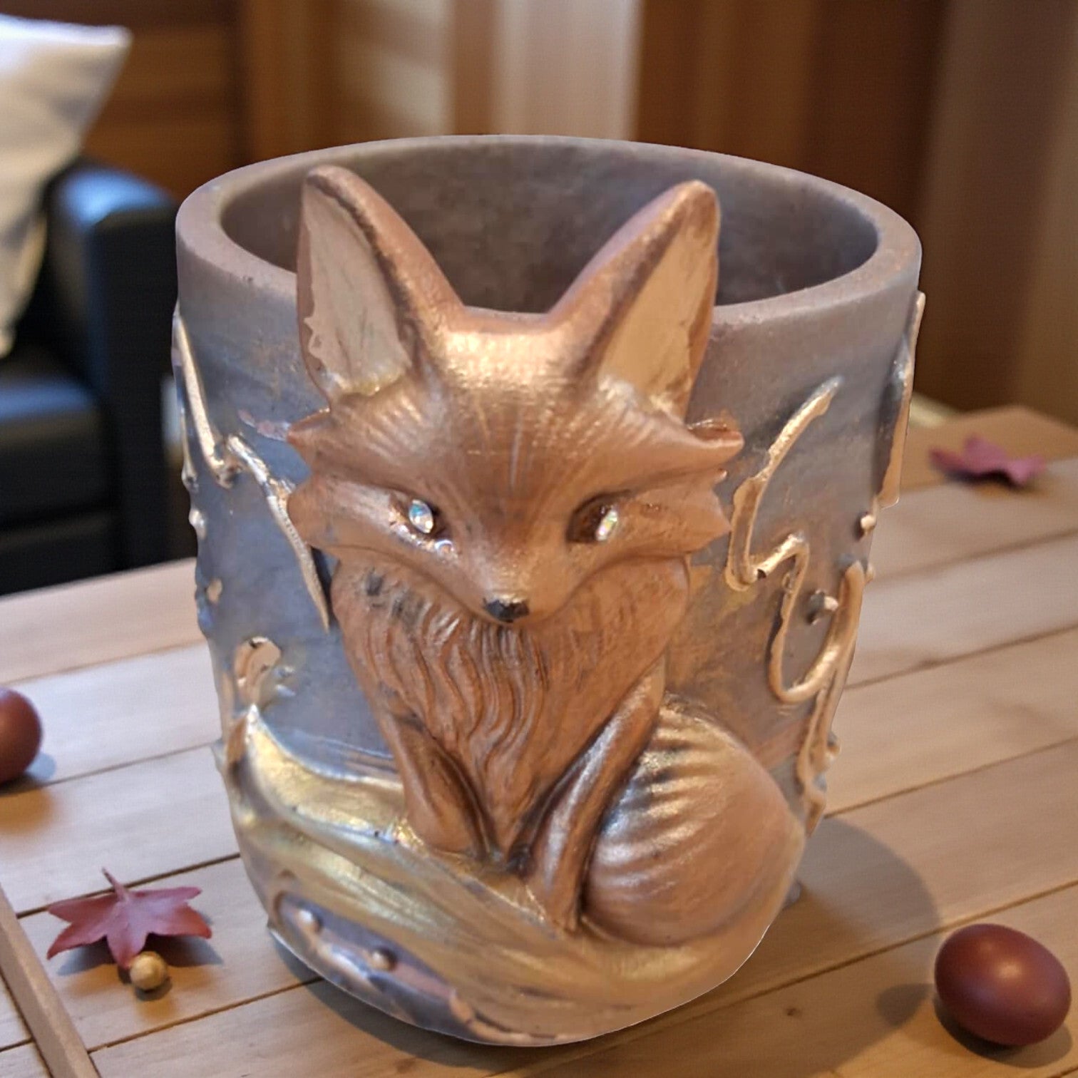 🦊 Pot en résine époxy – Renard en relief