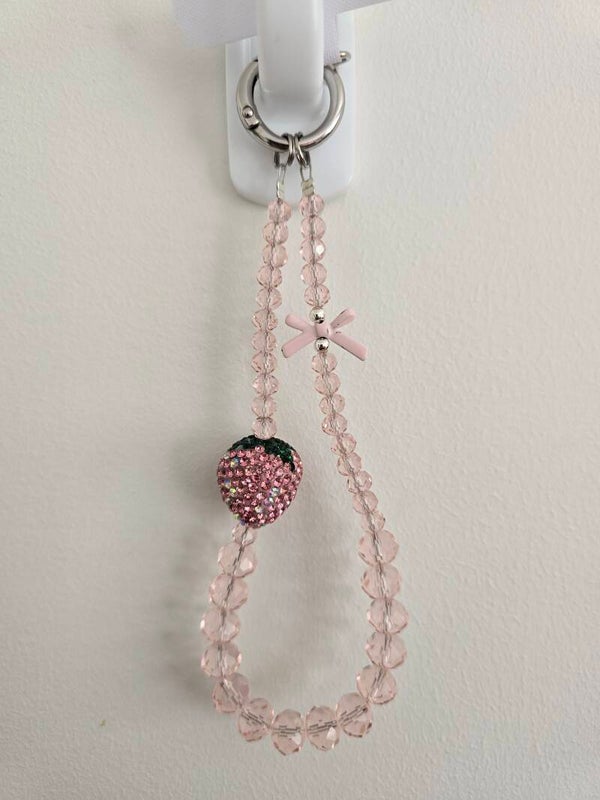 Pink Strawberry Phone charm