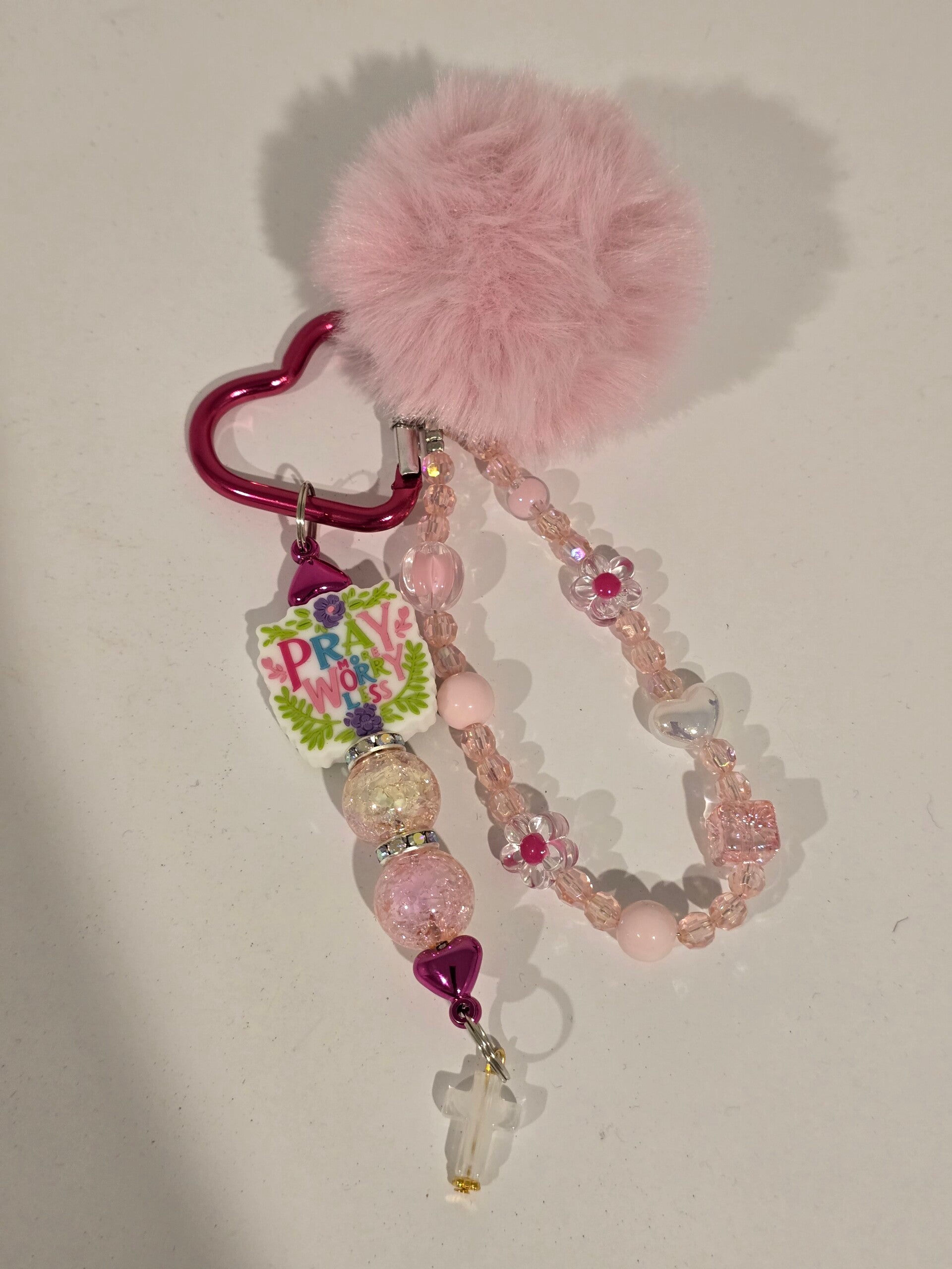 Pray More, Worry Less keychain