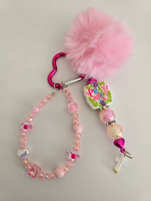 Pray More, Worry Less keychain