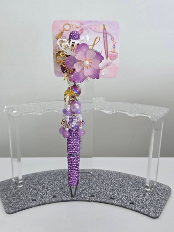 Purple Floral Dangles pen