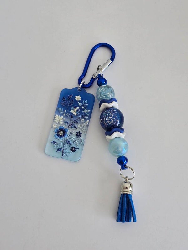 Blue Floral Keychain