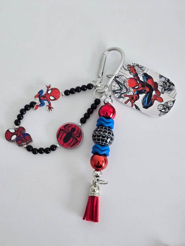 Spiderman Beaded Web Keychain