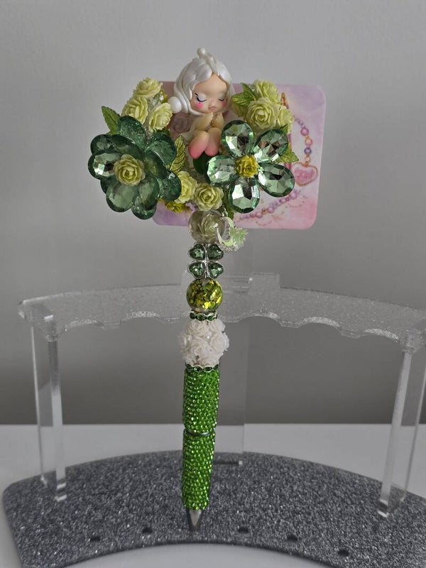 Skullpanda Light Green Floral Pen