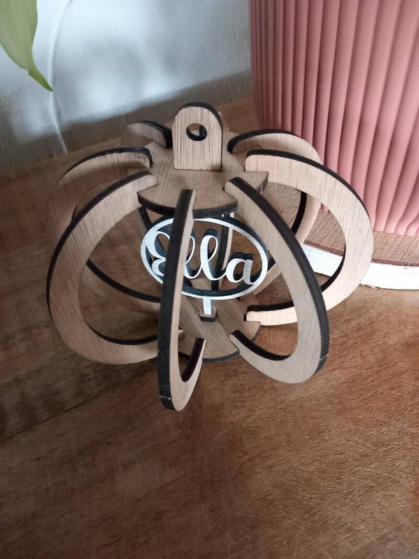 houten naam kerstbal 3D