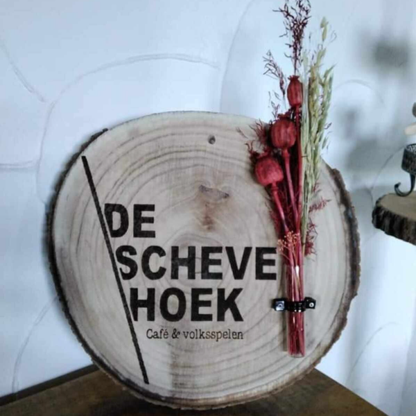 houten schijf met droogboeket  XL