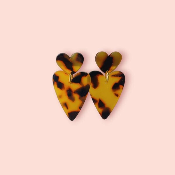 boucles d'oreilles coeur tâchetée léopard