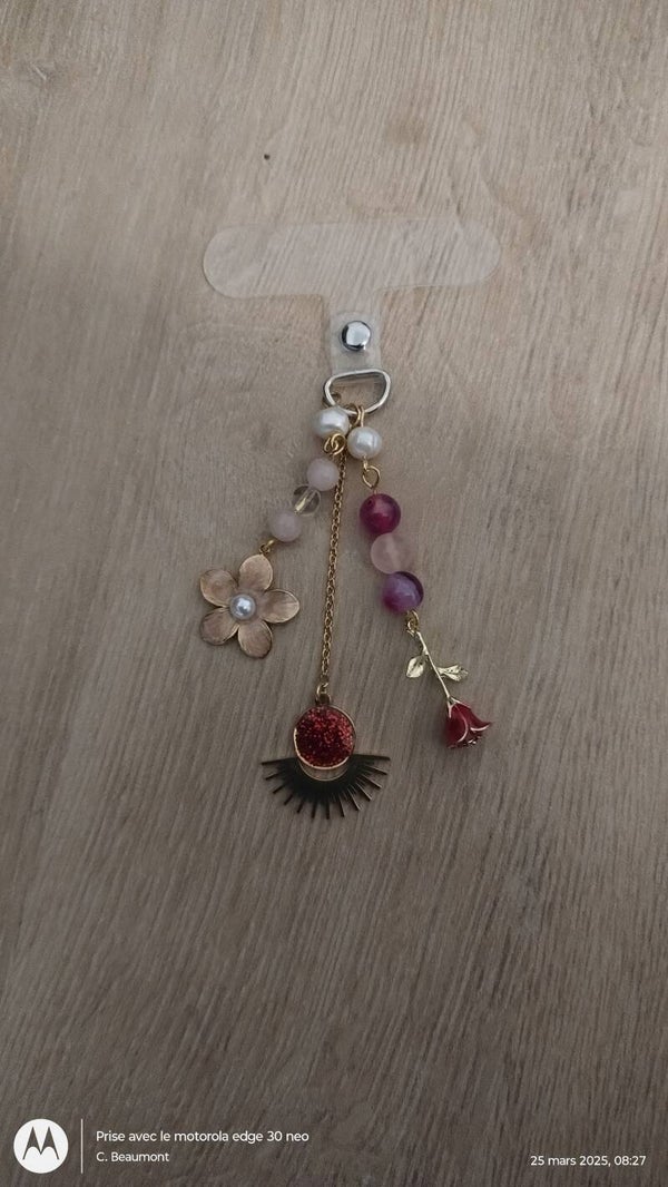 porte-clef téléphone doré