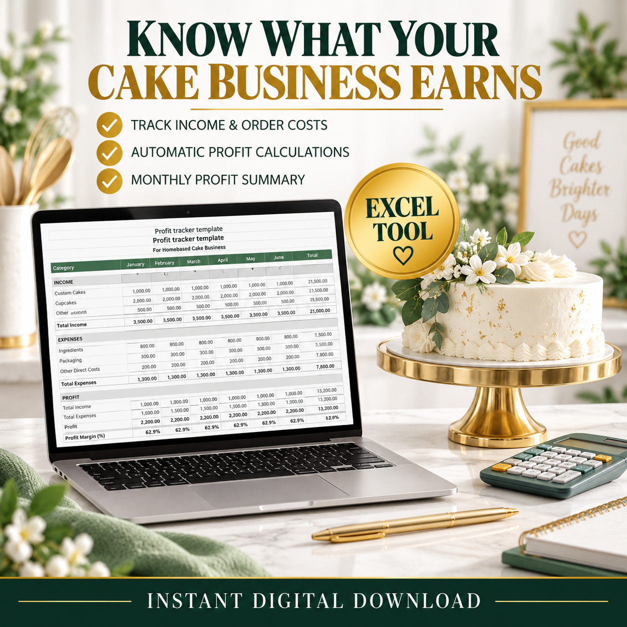 Bakery Profit Tracker – Automated Excel Spreadsheet