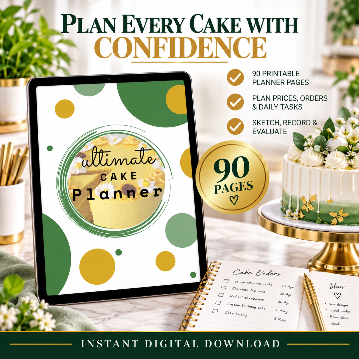 The Ultimate Cake Business Planner – 90-Page Printable Planner